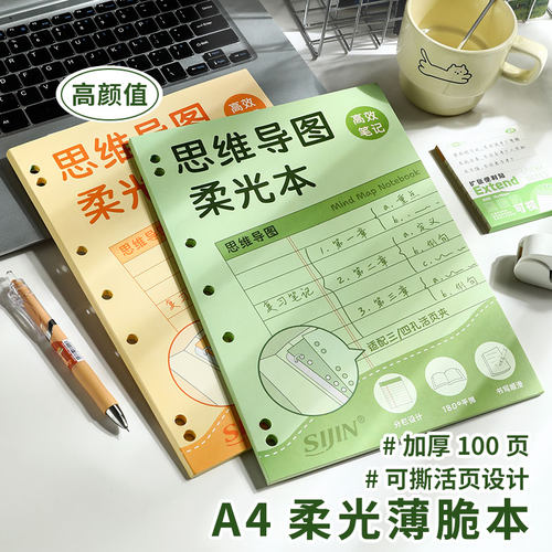 A3刷题本笔记本子横款柔光本思维导图易撕草稿纸大学生考研记事本