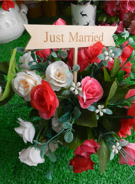 婚礼庆装饰拍摄道具 Just Married 结婚派对酒瓶拉花搞怪庆祝道具