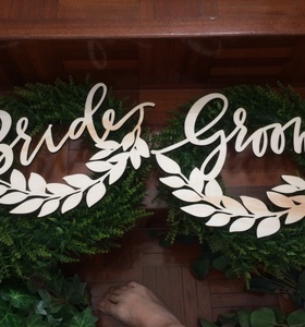 婚礼椅背挂饰Bride Groom新娘新郎装饰木质挂件标志Wedding Signs