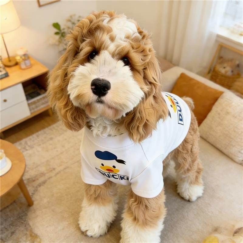 春夏薄款新款狗狗衣服鸭子T恤可爱小型犬雪纳瑞宠物衣服短袖