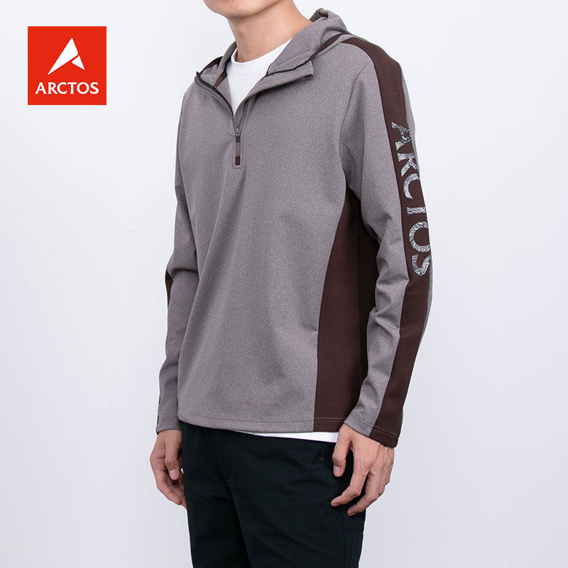 ARCTOS极星户外男套头卫衣 春秋冬保暖连帽弹力长袖T恤AGKD21493