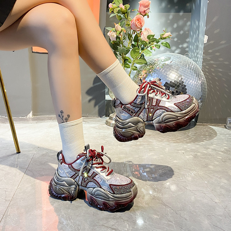 老爹鞋女2026新款鞋子厚底水钻增高紫色配阔腿裤的百搭小个子超火,女鞋,时尚休闲鞋,淘宝优惠券,粉丝福利购,淘宝优惠卷