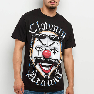 【代购】市井店 DGA 美版潮牌嘻哈街舞滑板Clown印花T恤