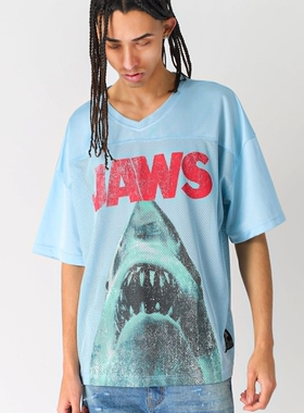 【代购】市井店 Reason x JAWS 美版潮牌嘻哈街舞滑板橄榄球服T恤