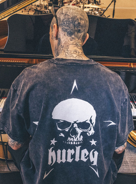 【代购】市井店 Hurley x Travis Barker 美版潮牌Skull水洗T恤
