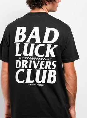 【代购】市井店 Lowered 美版潮牌嘻哈滑板Bad Luck Club印花T恤