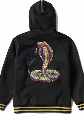 【现货】市井店 Diamond Supply Co. 钻石眼镜蛇羊毛拉链连帽夹克