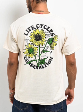 【代购】市井店 Dravus 美版潮牌嘻哈街舞滑板Life Cycles印花T恤