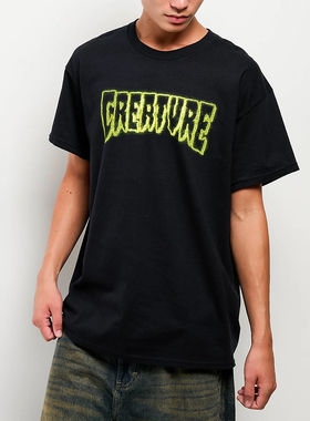 【代购】市井店 Creature 美版潮牌嘻哈街舞滑板Bonehead印花T恤