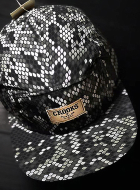 【现货】市井店 Crooks&Castles 美版潮牌嘻哈滑板蟒蛇纹5片帽