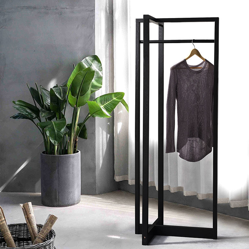 客厅卧室简约黑色实木落地衣帽架