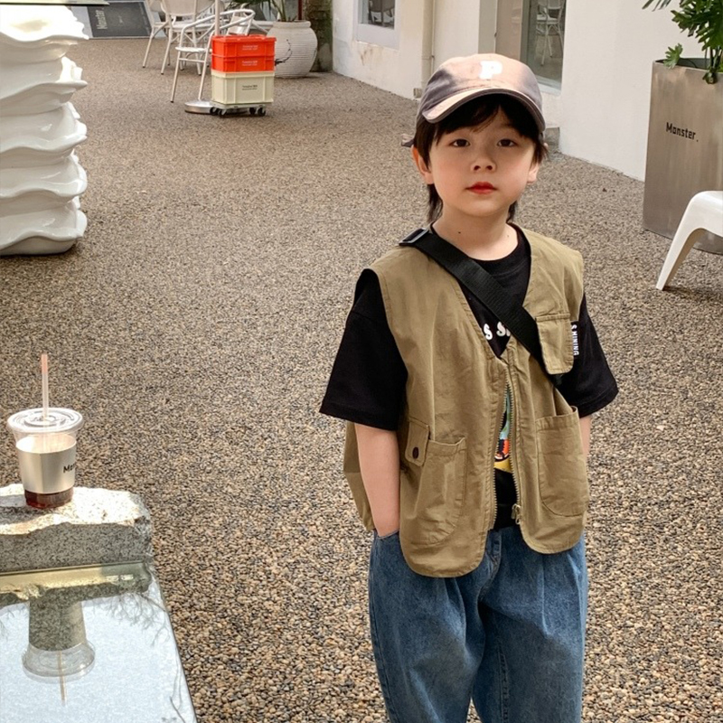 春秋季男童工装马甲宽松洋气外套