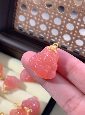 天然绯红佛公小吊坠小众感弥勒佛南红项链送女友生日礼强推
