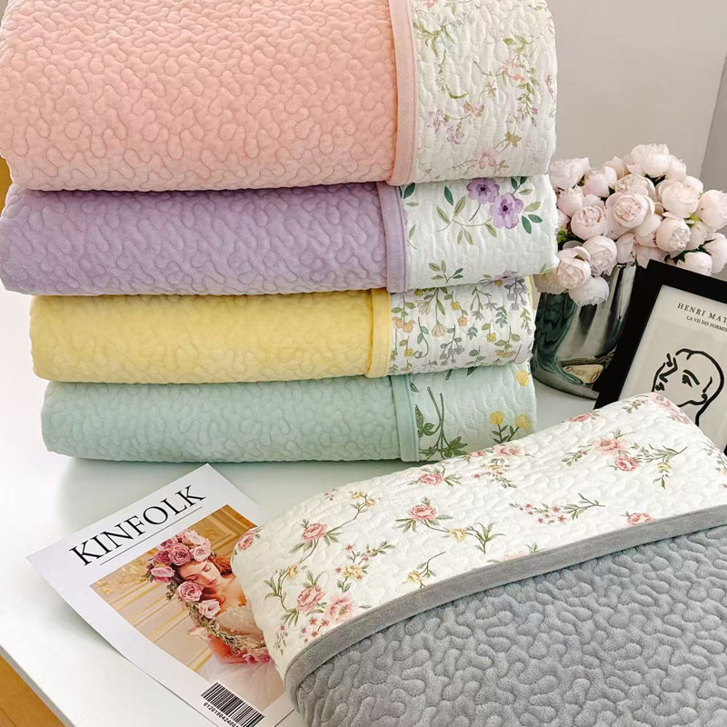 轻奢风韩系宝宝绒纯棉绗缝床盖毛绒盖毯双面用可机洗,床上用品,床盖,淘宝优惠券,粉丝福利购,淘宝优惠卷