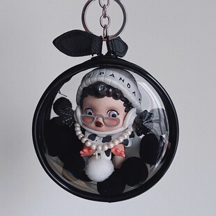 10cm娃包盲盒收纳袋可挂包pvc透明外出包包挂件钥匙扣手办保护罩