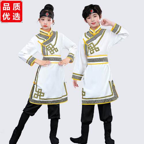 儿童蒙古族表演服装白马