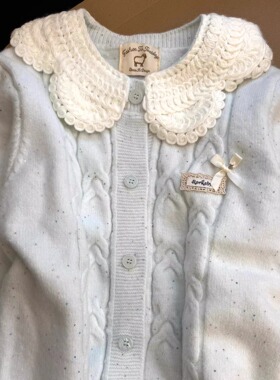 2025新款秋冬针织开衫女毛衣外套女学院风蕾丝花边开衫女拼色上衣