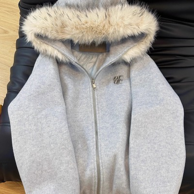 连帽毛呢子大衣女秋冬季加厚保暖