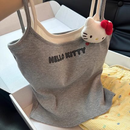 KFCAG 甜美吊带美背春夏HelloKitty新款带胸垫假两件女士内搭背心