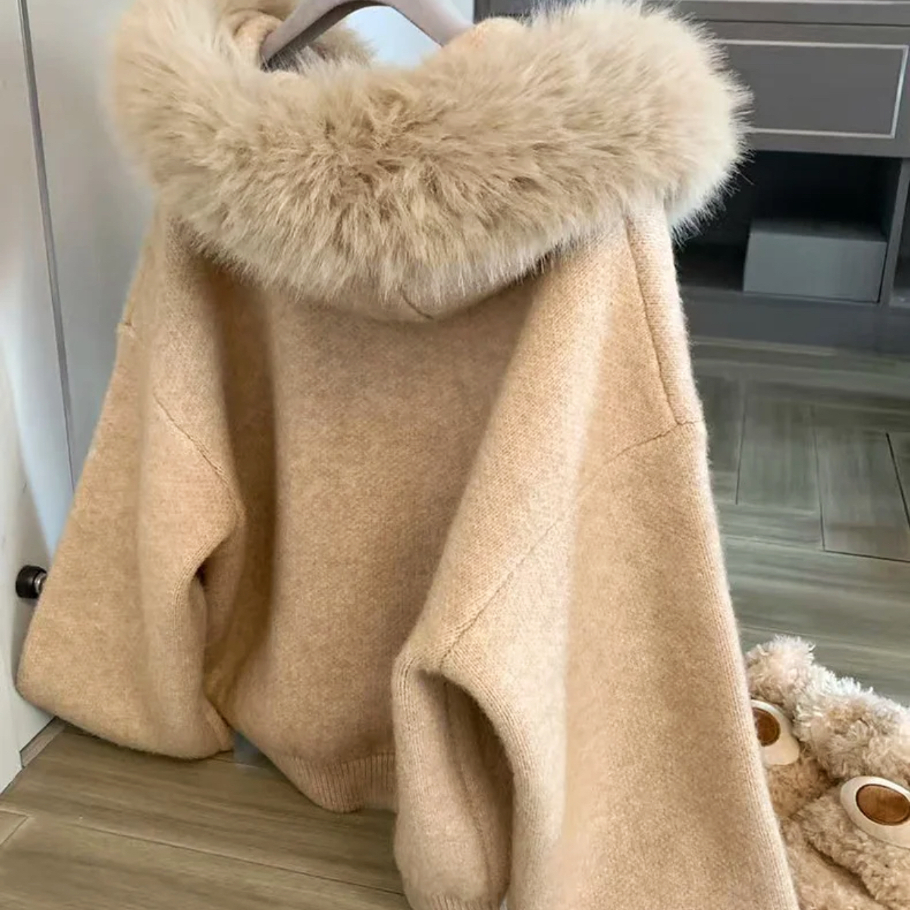 毛领连帽外套2025新款短款