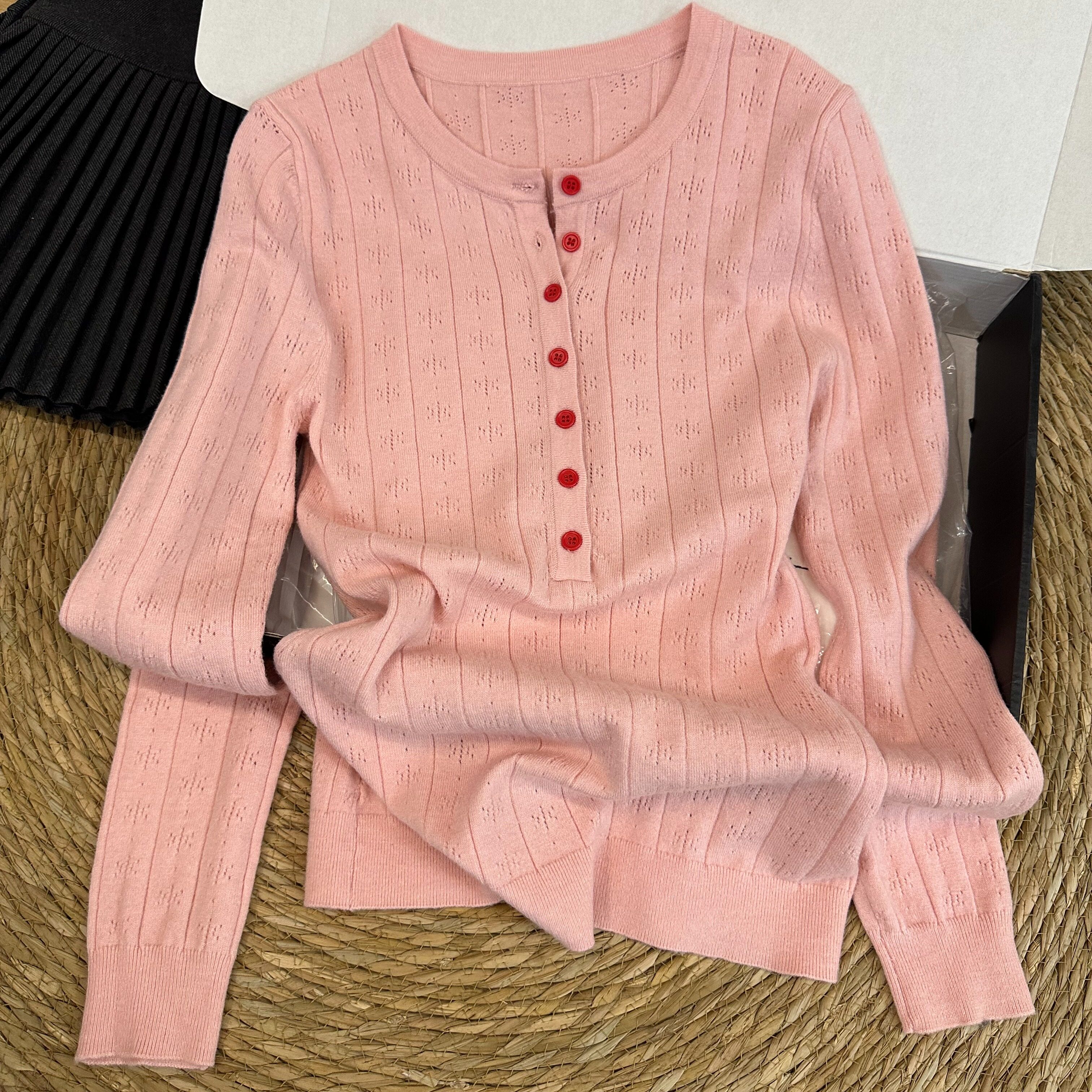 韩系甜美粉色V领长袖针织衫女秋冬修身内搭打底衫巨好看辣妹上衣,女装/女士精品,毛衣,淘宝优惠券,粉丝福利购,淘宝优惠卷