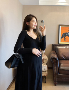 打底衫 秋冬款 内搭连衣裙韩孕后期 珠链系列针织衫 PEIPEI佩佩孕妇装