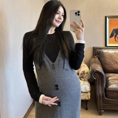 PEIPEI佩佩孕妇装高端背带裙秋冬连衣裙2024新款背心裙宽松长款
