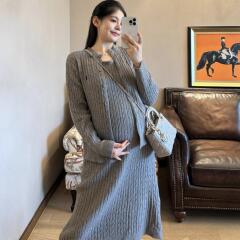 PEIPEI佩佩孕妇装高端毛衣套装连衣裙秋冬款2024新款背心裙两件套