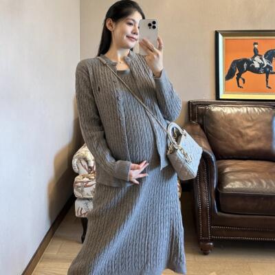 两件套秋冬款网红孕妇连衣裙
