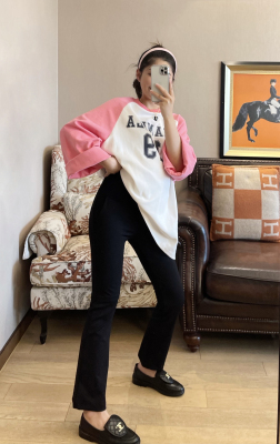 佩佩家9分长裤托腹孕妇裤阔腿裤