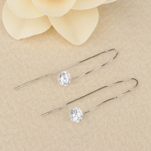S925纯银流苏耳线适合圆脸的显瘦气质耳坠女长款钻石耳环耳钉饰品