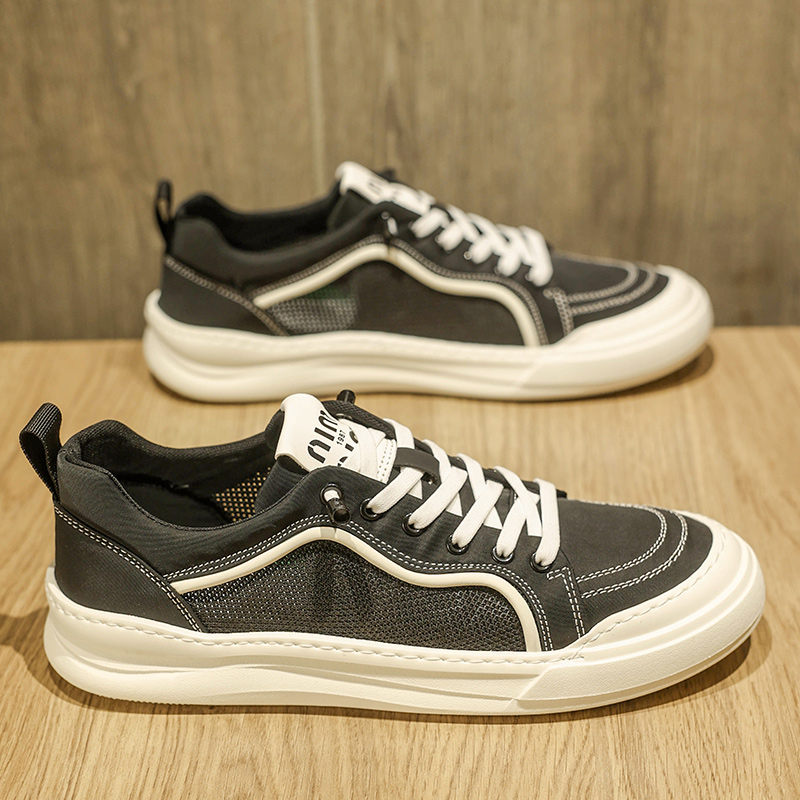 两侧网面布鞋男夏季薄款免系鞋带