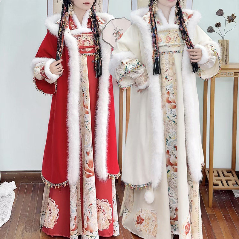 汉服女重工刺绣【冬冬兔】汉服毛绒加厚超仙齐胸襦裙冬季保暖套装,女装/女士精品,汉服套装,淘宝优惠券,粉丝福利购,淘宝优惠卷