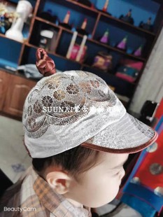 SUUNAI.WRH童装蒙古风帽子民族元素防晒出游遮阳男童女童薄款休闲
