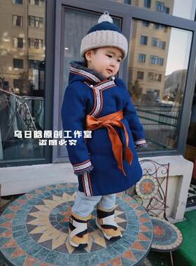 suunai民族风蒙古袍男女宝手工