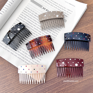 韩国进口博主同款镶水钻发插刘海碎发梳盘发丸子公主头倒插梳发钗