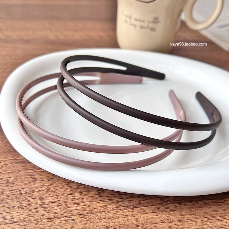 韩国博主同款磨砂双层细发箍法式百搭带齿防滑洗脸面膜发卡头箍女