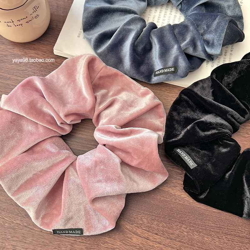 韩国东大门博主同款超大号天鹅绒大肠发圈丝绒高马尾丸子头绳发绳