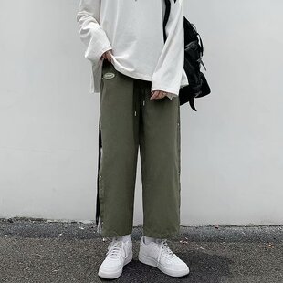 九分排扣短裤男潮牌夏季腰果花裤子男高街ins潮韩版潮流直筒宽松