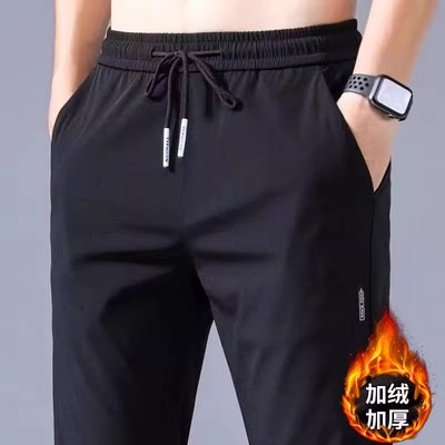 秋冬加绒加厚潮牌干男款直筒裤速男士裤子男裤九分长裤运动裤休闲
