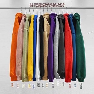 14色春秋连帽卫衣男加绒加厚韩版 潮流宽松学生情侣男女原宿bf外套