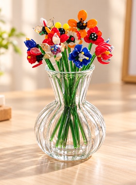 琉璃手工玻璃花永生插画桌面装饰