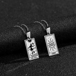 塔罗牌周边钛钢项链大阿尔卡纳愚者女祭司命运之轮星星吊坠礼物