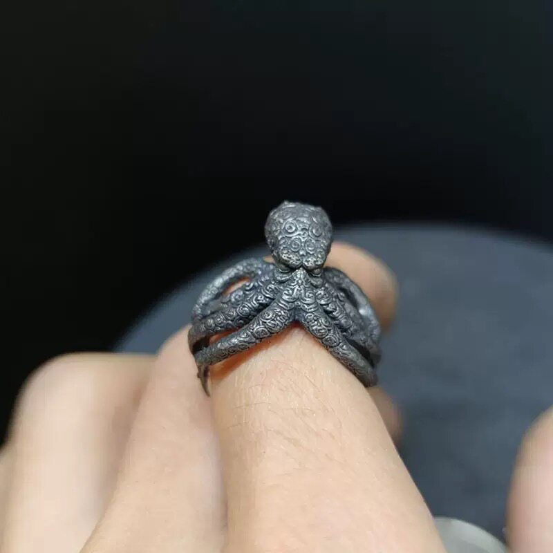 复古克苏鲁周边开口戒指章鱼触手暗黑系朋克风拉莱耶之主指环配饰