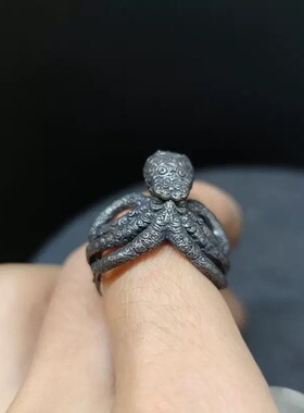 复古克苏鲁周边开口戒指章鱼触手暗黑系朋克风拉莱耶之主指环配饰