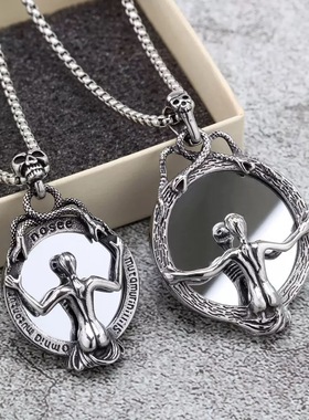 vintage复古美杜莎不锈钢项链男女中性朋克风小众独特骷髅吊坠