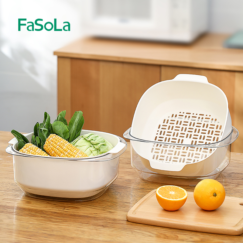 FASOLA双层洗菜盆沥水篮水果厨房