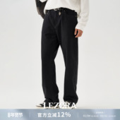 LEZORA 男 11oz獨特丹宁肌理黑色直筒牛仔裤 ROW风黑牛 美国cone