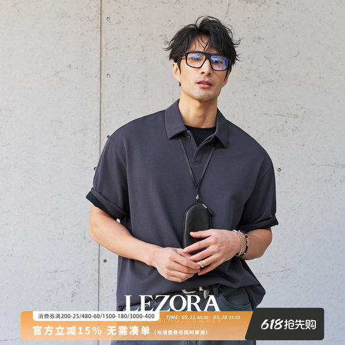 LEZORA三醋酸抗皱宽松短袖polo衫