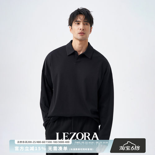 LEZORA液氨匹马棉宽松长袖polo衫